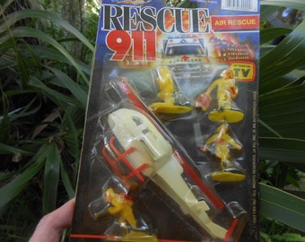 Vintage Toy Rescue 911 as seen on TV- Helicopter- Rescue Workers Sealed Card