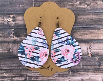 Floral and stripes earrings