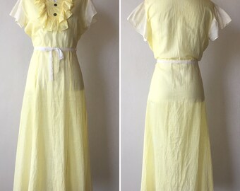 1930s Yellow and White Cotton Garden Dress