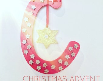 Advent calendar, Christmas countdown, advent, wooden calendar, hanging advent,