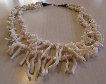 Two Strand White Branch Coral Necklace