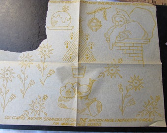 vintage embroidery transfer (yellow)