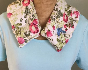 Therapeutic Flax Seed Hot/Cold Neck Wraps - Snuggle Flannel (Bird Floral)