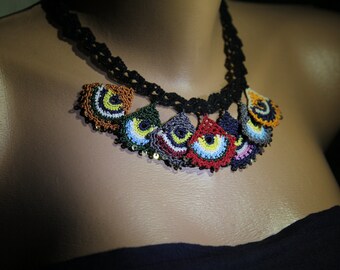Special handmade crochet necklace /beaded necklace/colorfull necklace/OOAK necklace/jewelry