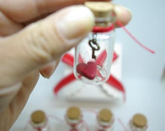 You have the key to my heart, Valentine's day gift, Gifts for him, Gifts for her, Mini glass bottle,