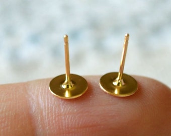 10pcs 6mm Earring Finding 14Kt Gold Filled Earpost Earstud Flat Pad