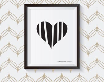 Modern Stripe Heart 8x10 Printable