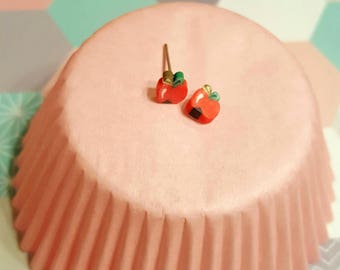 polymer clay Apple slice earrings