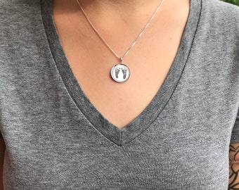 Baby Footprint Necklace - YOUR Baby's ACTUAL Footprints - Baby Footprint Jewelry - Baby Footprint Pendant - loss of baby - rainbow baby