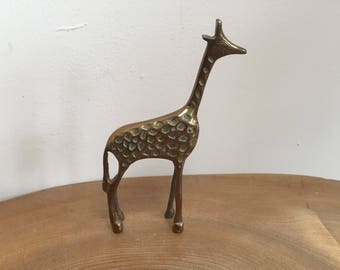 Vintage Mid Century Brass Giraffe Figurine - Walter Bosse style, indented markings