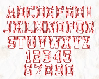 Baseball, softball alphabet, numbers svg, png, dxf, pdf for cricut, silhouette studio, cutting machines, vinyl decal, t shirt design