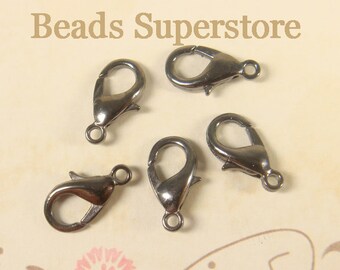 14 mm Gunmetal-Plated Alloy Lobster Claw Clasp - Nickel Free, Lead Free and Cadmium Free - 20 pcs
