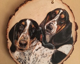 Custom Pyrography/Colored Pencil Pet Portrait Ornament