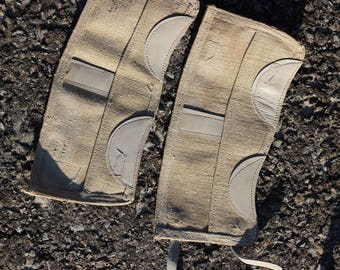 Vintage Canvas Gaiters, Swiss Ex-Army Khaki Gaiters, Antique Spats, Military Disstresed Gaiters Steampunk Gaiters Leather Motorcycle Gaiters
