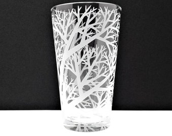 Reaching Branches Pint Glass 16 oz. Engraved Woodland Barware