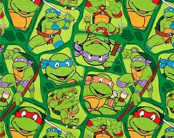 Nickelodeon, Cartoon Fabric: TMNT - Teenage Mutant Ninja Turtles 100% cotton Fabric by the YARD 36"x43" (SC229)