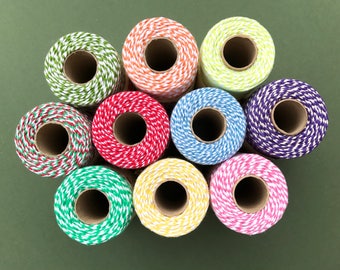 10m Length Bakers Twine - British Made Everlasto - 3mm - Variety of Colours - Gift Packaging - Butcher's String - Scrapbook Embellishment
