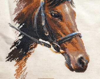 Bulat Horse - FINISHED Counted Cross Stitch
