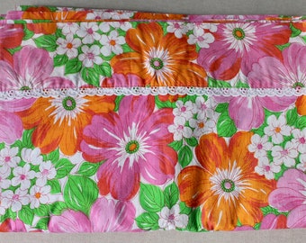 Vintage Wabasso Cotton Retro Double Sheet - Flower Power