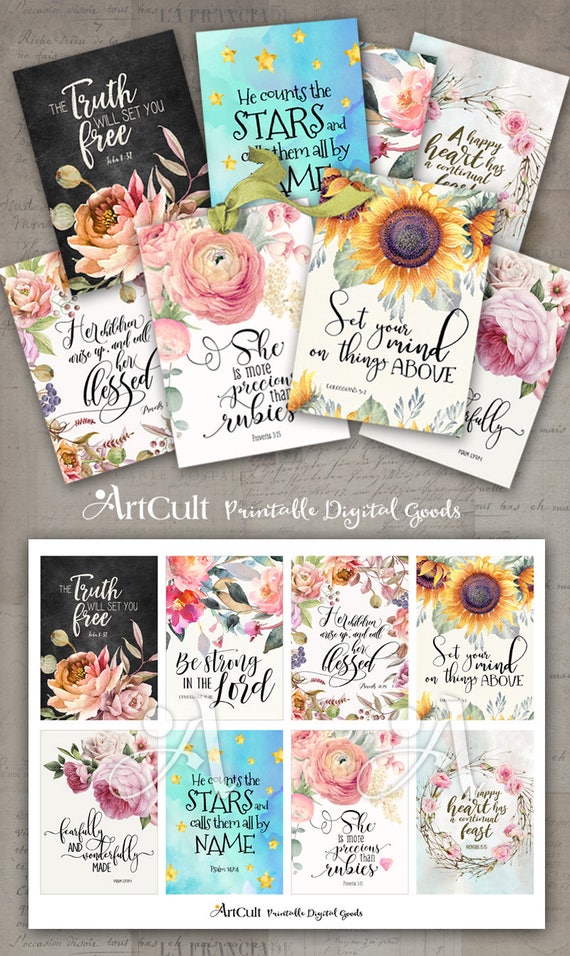 Printable download BIBLE VERSES TAGS No.15 Scripture Art eight