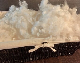 Washed Wool White Border Leicester Corriedale Coated Fleece, Michigan Farm Grown, 4" Staple, 4 ounces, Dye, Spin, Felt