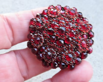 Antique Victorian Garnet Brooch Large Pin.