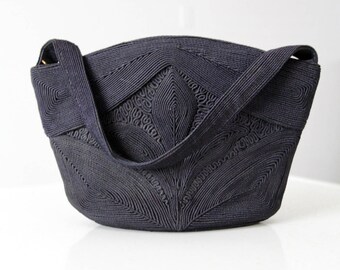 vintage Corde handbag, 1940s navy purse