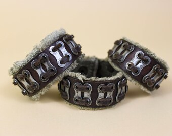 Metal Bracelet - Mens Bracelet - Punk Wrist Bracelet - Post Apocalyptic Jewelry - Biker Jewelry - Leather Cuff - Rocker Bracelet