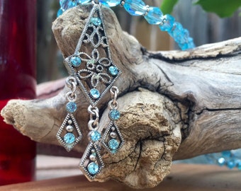 aquamarine swarovski crystal necklace