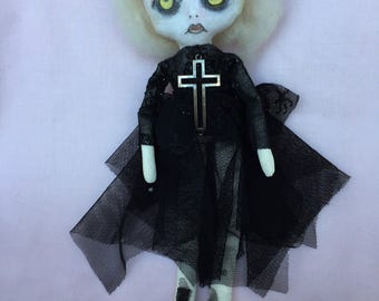 GOTH Cloth Doll - Painted Goth Ragdoll - Illustrated Goth Doll - Gift for Her - Goth Art Doll - Creepy Doll - Odd Cute Doll