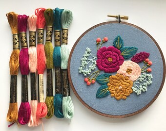 Hand Embroidery Kit Beginner Embroidery Kit Modern Embroidery Hoop Art Embroidery Pattern DIY Kit Gift for Her Wall Art Hoffelt and Hooper