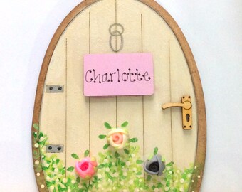 Handpainted Personalised Fairy Door Elves Pixies Skirting Board Decor Tooth Fairy Christening Gift
