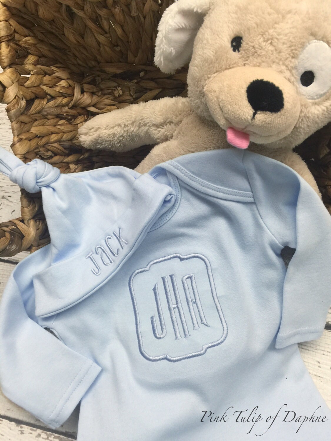 Infant boy gown newborn gown Baby Boy Monogrammed Infant