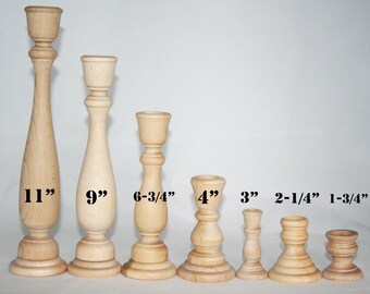 Unfinished Wood Candlestick Holders- DIY Wedding Accents, Home Decor, Cake Tier Spacers- Various Sizes
