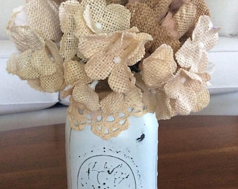 Shabby Chic Chalk Painted Mason Jar with Flowers