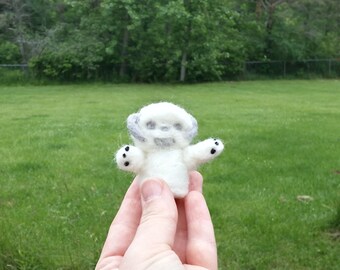 Tiny Needle Felted Snow Creature Pencil Topper