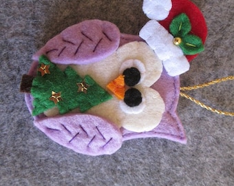 Felt Christmas ornament; Felt Owl ornament; Christmas Owl ornament; Handmade Ornament; Christmas gift; Felt ornament; Stocking stuffers.
