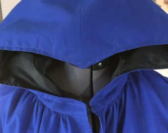 SALE ITEM Blue cape with lined hood