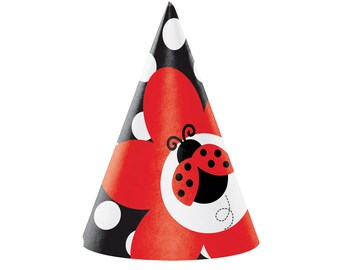 Ladybug Party Hats - Ladybug First Birthday - Ladybug Birthday Decorations - Ladybug Party Favors - First Birthday Supplies - Bug Birthday