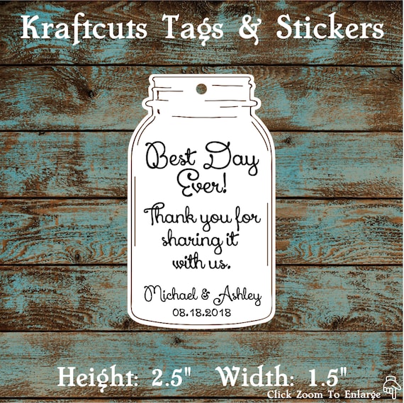 Favor or Gift Tags - Mason Jar Best Day Ever #692 - Quantity: 30 Tags
