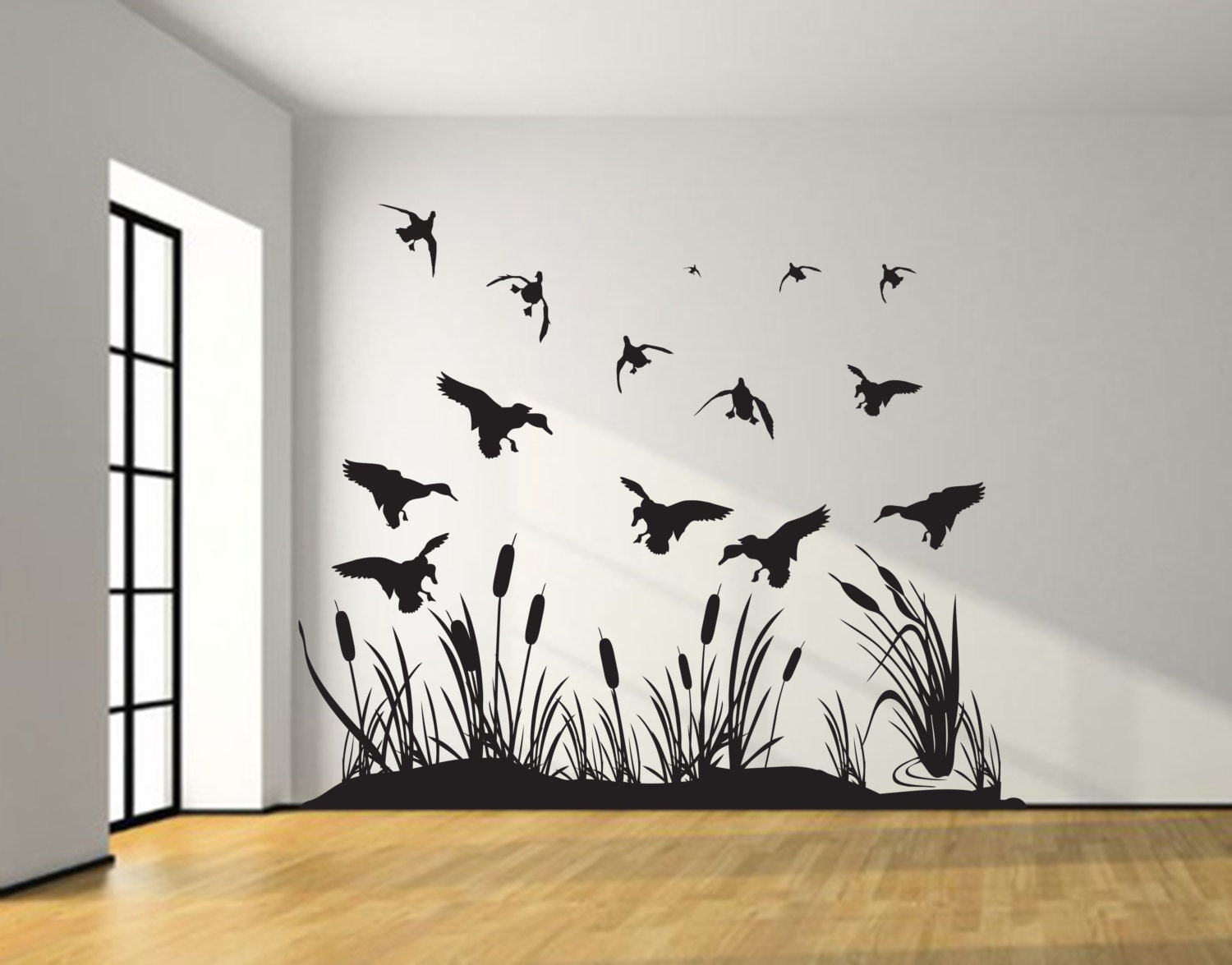 Landing Mallard Wetland Ducks Wall Decal Silhouettes living