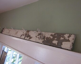 Architectural Salvage Tin Covered Coat Rack with Five Hooks