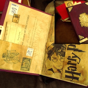 Livre inspiré de Gryffindor: Journal intime ( carnet secret ) fait main - Pages couleur parchemin - Inspiration Harry Potter - Scrapbooking