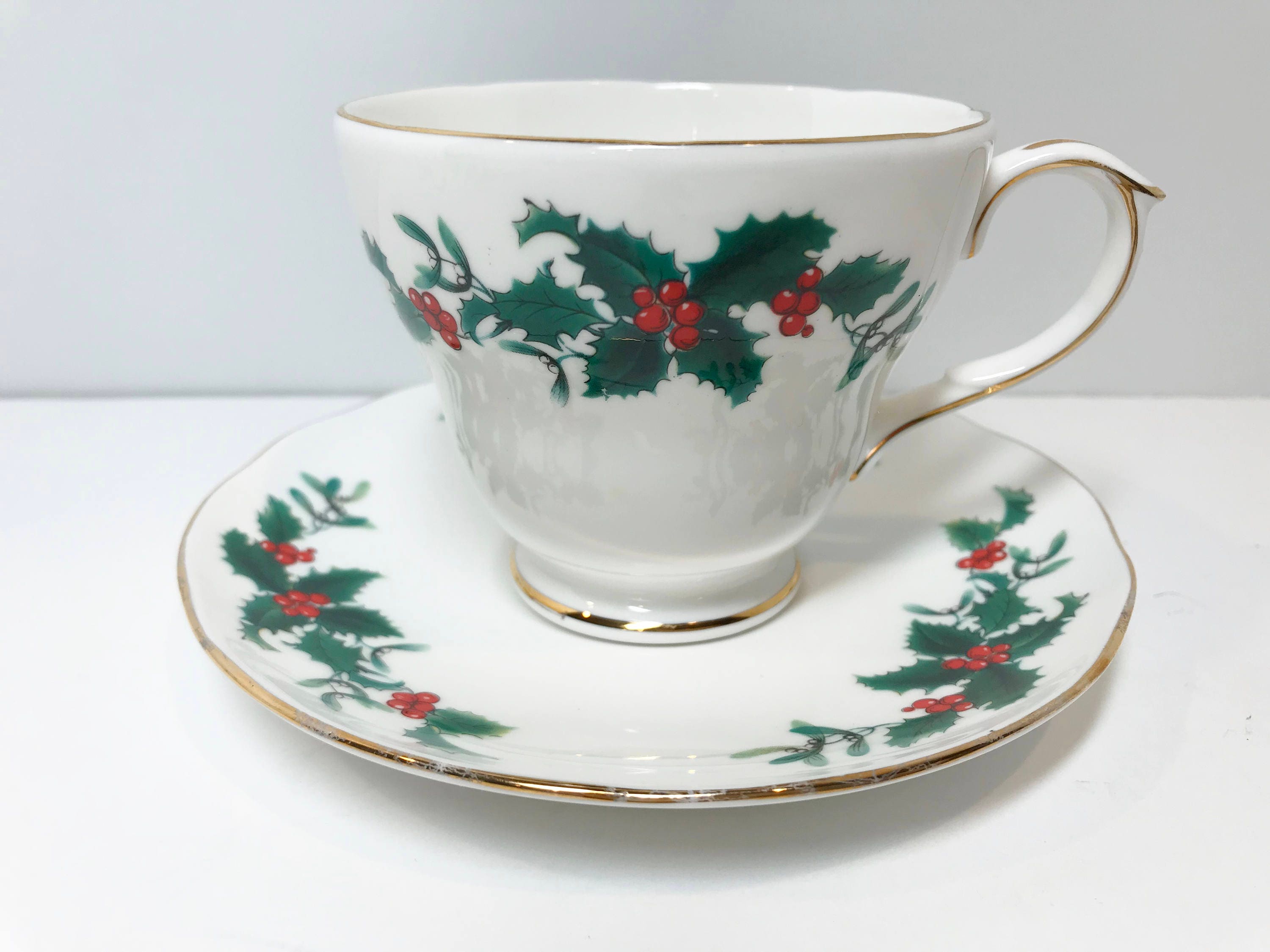 Duchess Tea Cup and Saucer, Christmas Tea Cups, Holidays Tea Cups