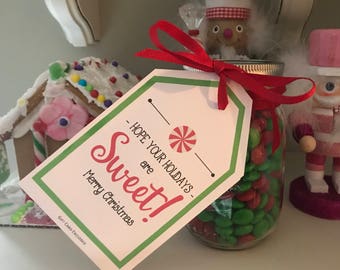 Hope your Holidays are Sweet! Christmas Gift Tags and Gift Card Enclosures. Can be Personalized (for small fee) Printable Download.