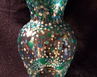 Large Blue & Silver Dotted Vase