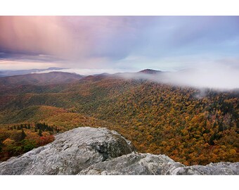 Autumn Sunrise, Fine Art Photo Print, Blue Ridge, Nature, Landscape, Photography, Devils Courthouse, Appalachian, Fall Color, Mountains