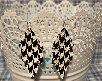 Houndstooth vinyl earrings