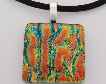 Dichroic glass pendant necklace.