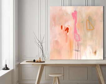 Large abstract print pink, large abstract painting giclee print, pink pastel abstract art, print, large abstract canvas art, pink and white